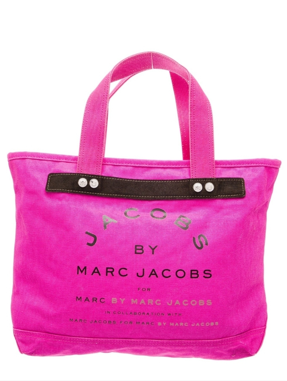 Marc Jacobs Bright Pink Canvas Logo Tote with Dark Trim